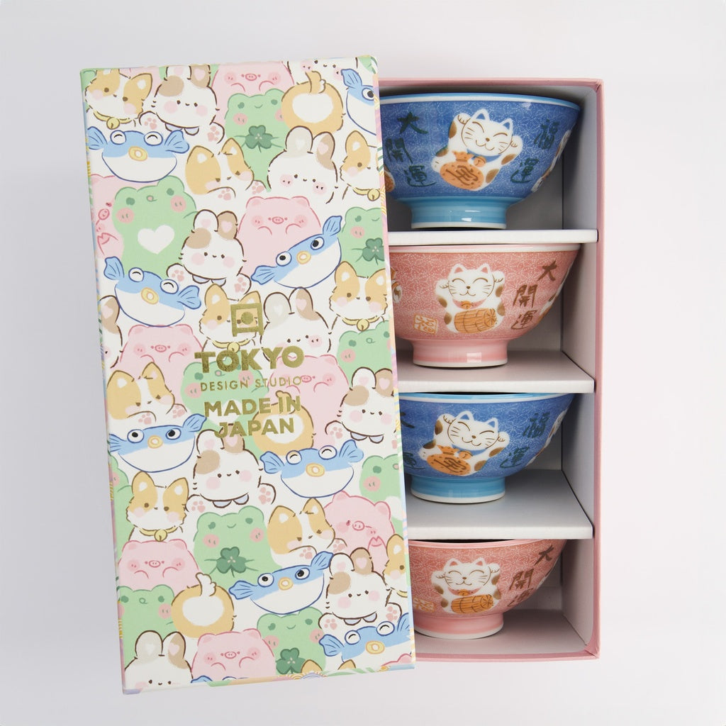 Set of two maneki neko bowls