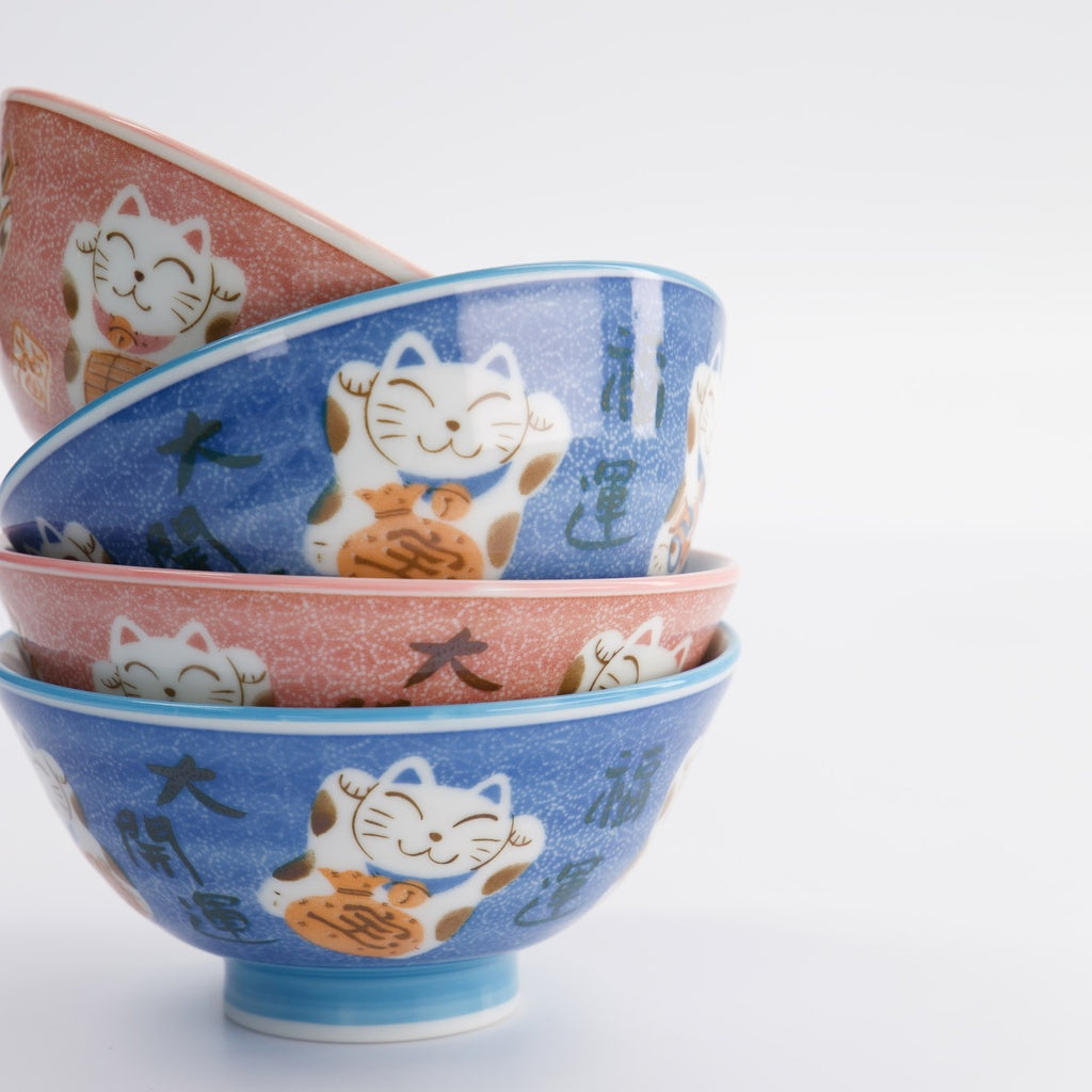 Set of two maneki neko bowls