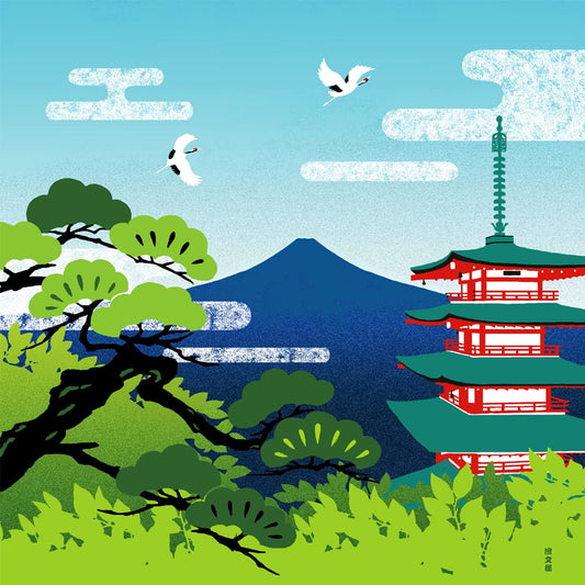 Furoshiki Fuji e Pagoda