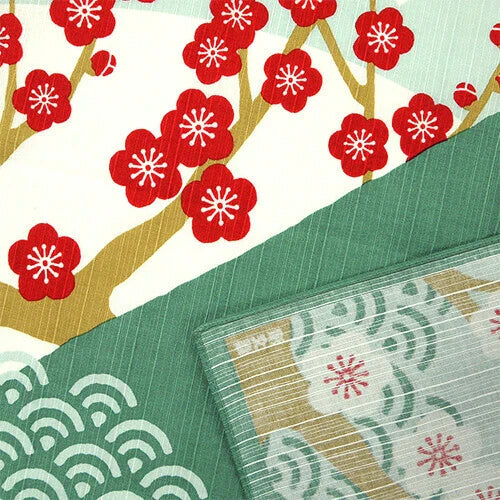 Furoshiki Monte Fuji e pruni i in fiore